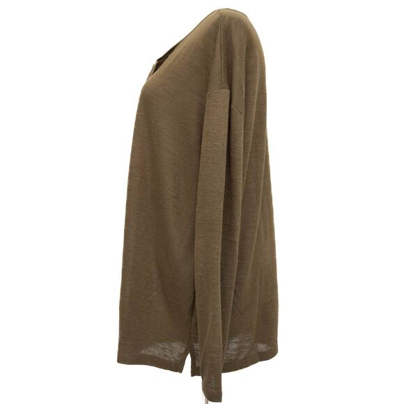 Sanctuary Olive Green Elina Long Sleeve Split-Neck Tee Size 1X - Picture 2 of 8